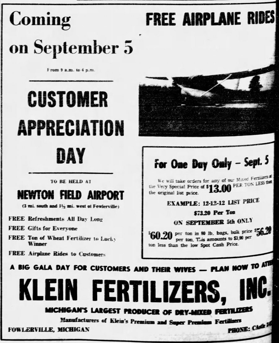 Newton Airport (Newton Field) - August 1963 Ad (newer photo)